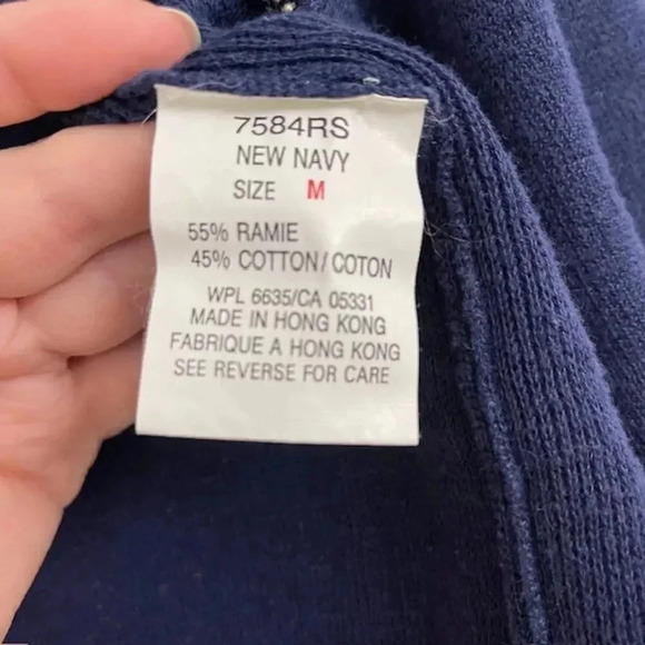 VTG Woolrich Full Zip Cardigan Navy Embroidered Sz M Cottagecore Grandma - Picture 4 of 8